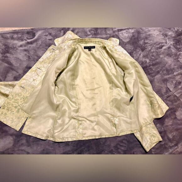 NIPON BOUTIQUE Suit Jacket Green  Floral with Rhinestone Buttons Sz 14 - Picture 4 of 10